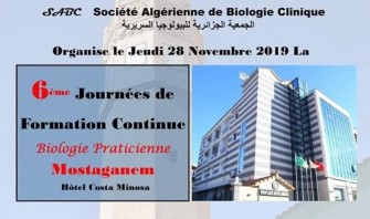 06 &egrave;me Journ&eacute;e De Formation Continue Biologie Praticienne- Le  Jeudi 28 novembre 2019- Mostaganem