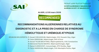 RECOMMANDATIONS ALG&Eacute;RIENNES RELATIVES AU DIAGNOSTIC ET A LA PRISE EN CHARGE DE SYNDROME HEMOLYTIQUE ET UREMIQUE ATYPIQUE