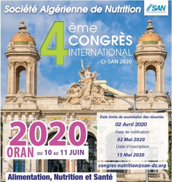 4&egrave;me Congr&egrave;s International CI-SAN-du 10 au 11 juin 2020, Oran